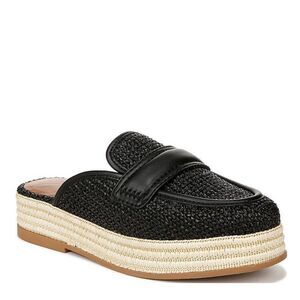 Zodiac Gizelle Sz 7.5 Raffia Platform Mule Loafers Black Woven New